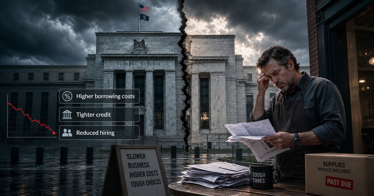 Federal Reserve building split with struggling small business owner